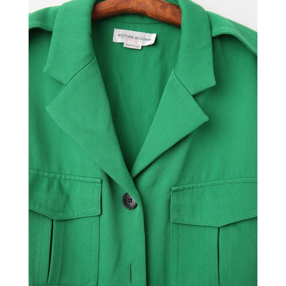 Victoria Beckham Belted Wool-gabardine Shirt Dress In Green - Picture 8 of 12